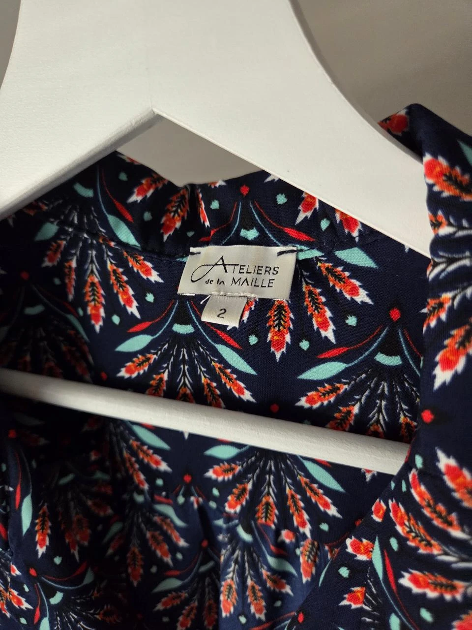 Vestido azul marino floral abotonado • Les Ateliers de la maille Talla 2 (40-42) Casual – photo 4